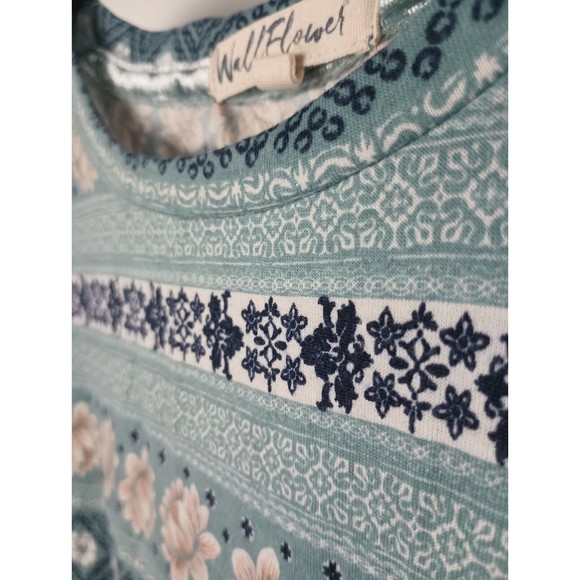 Wall Flower Ladies Sz XL Lotus Floral Print Tie Front T Shirt Hi Low Tunic - Picture 10 of 12